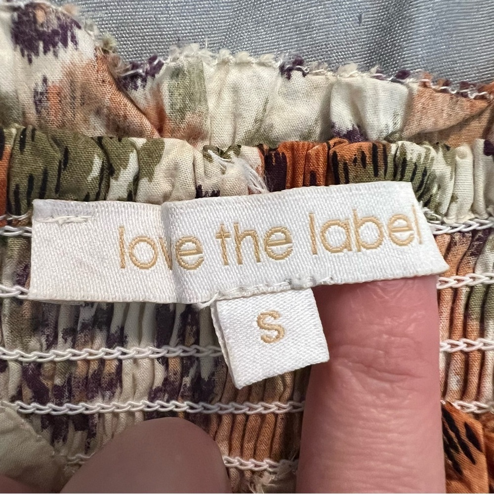 Anthropologie Love the Label Fall Floral Puff Sleeve Midi Dress Brown Cream M - Picture 10 of 14